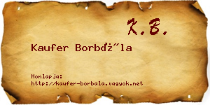 Kaufer Borbála névjegykártya
